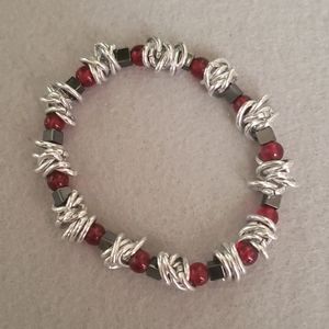 Gorgeous Red, Silver and Metallic Bracelet